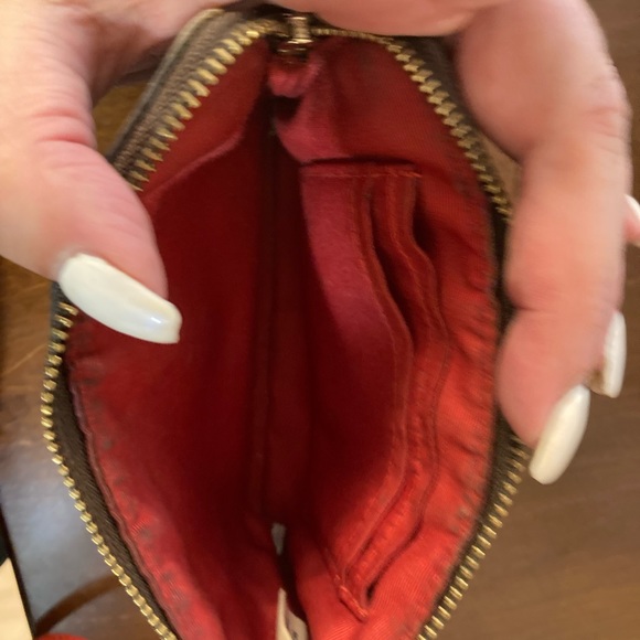 COACH BROWN/RED CORNER ZIP WRISTLET - VGU CONDITION - Picture 4 of 4